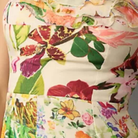 Brand New Mandira Wirk Asymmetrical Floral Midi Dress - Picture 4 of 11